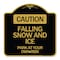 Signmission Caution Falling Snow & Ice Park Your Own Risk, Black & Gold Alum Sign, 18" x 18", BG-1818-24283 A-DES-BG-1818-24283 - alternate 1